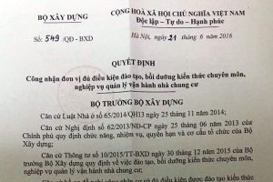 giấy phép đào tạo quản lý vận hành nhà chung cư